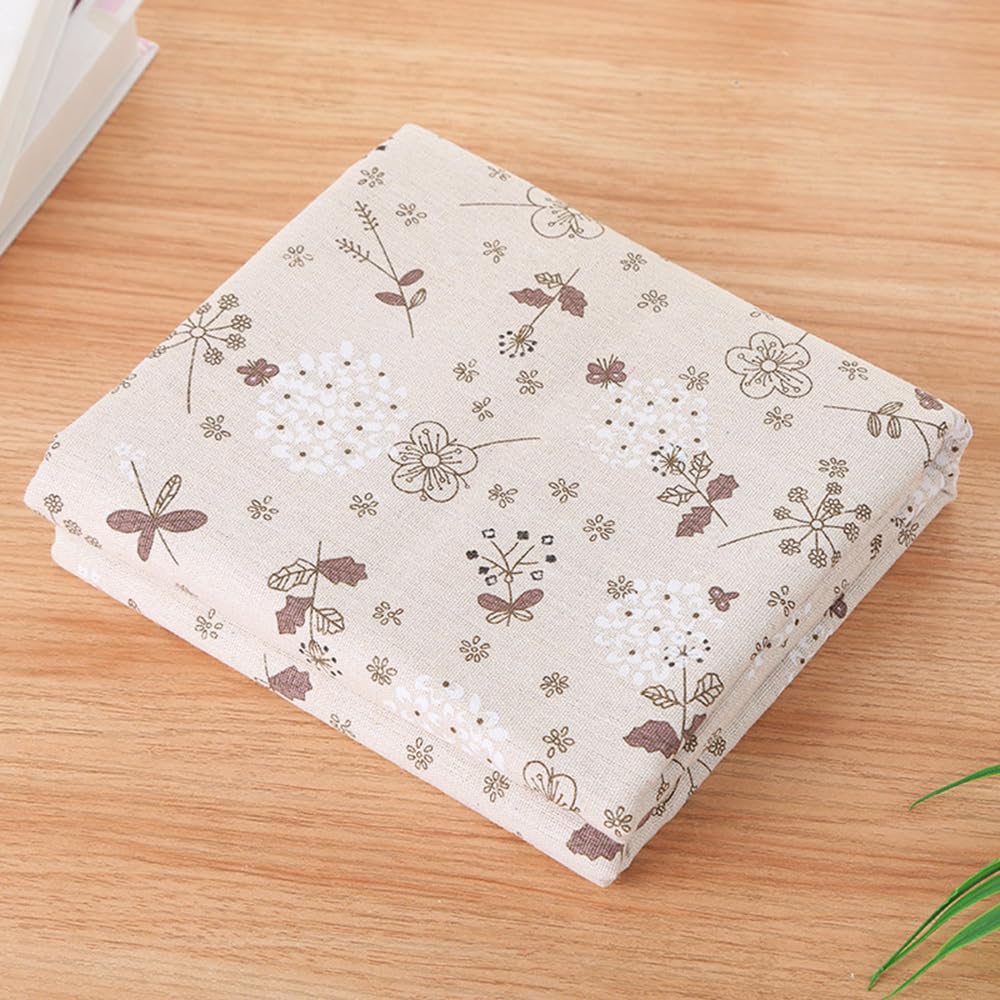 Tissu en lin imprimé au mètre - Longueur : 4 m - Largeur : 150 cm - Beige - Avec motif floral - Pour la décoration de rideau - Aspect lin - Nappe de bricolage - Pour canapé, sacs, bricolage