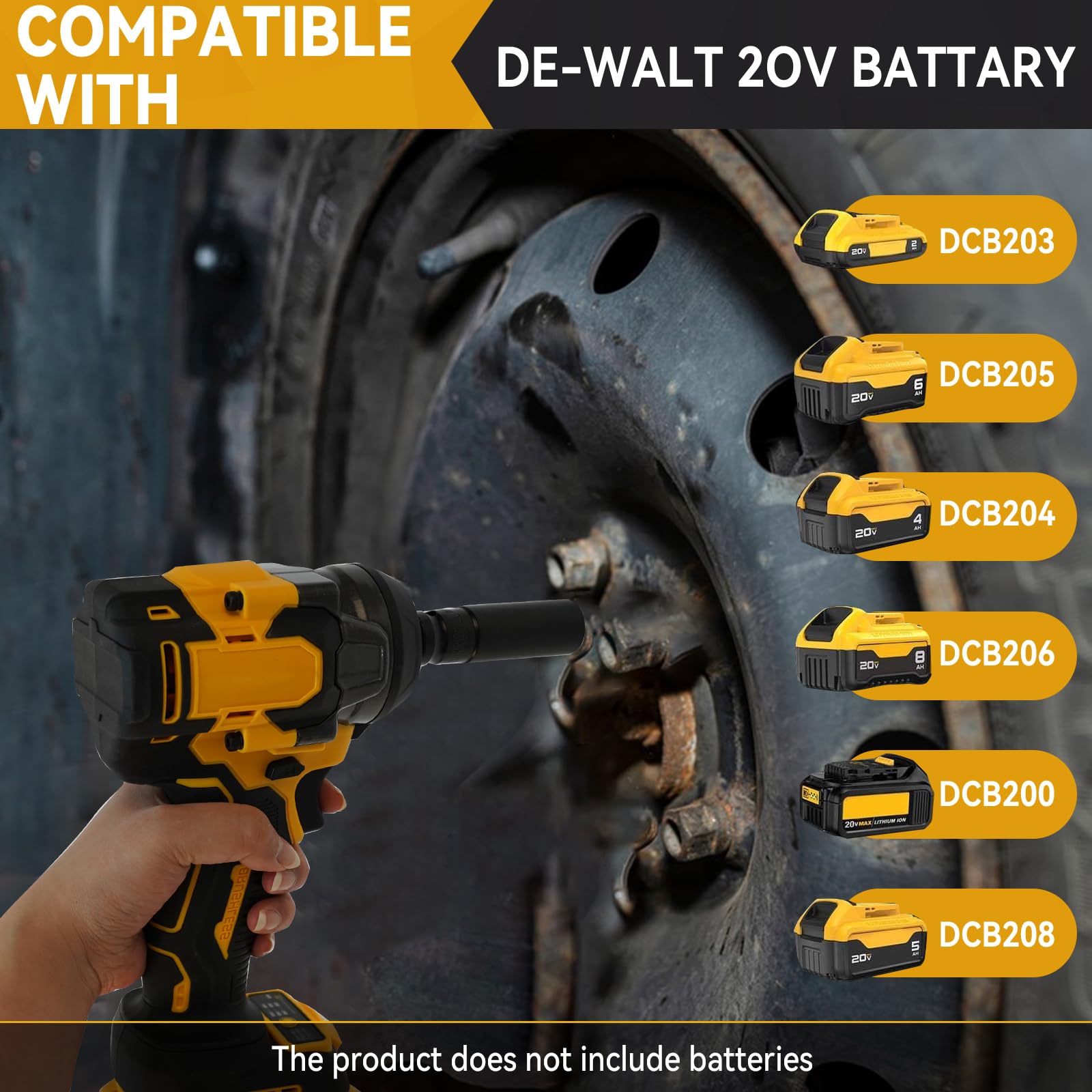 Bezprzewodowy klucz udarowy do akumulatora Dewalt 18 V 20 V Max, 700 Nm 1/5.1 cm bezszczotkowy pistolet udarowy, elektryczny sterownik udarowy, regulacja 3 prędkości z 6 gniazdami do mebli