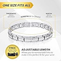 Vista 5 de MagnetRX Pulsera magnética ultra resistente para mujer, pulseras magnéticas de titanio eficaz para mujer, longitud ajustable de la pulsera
