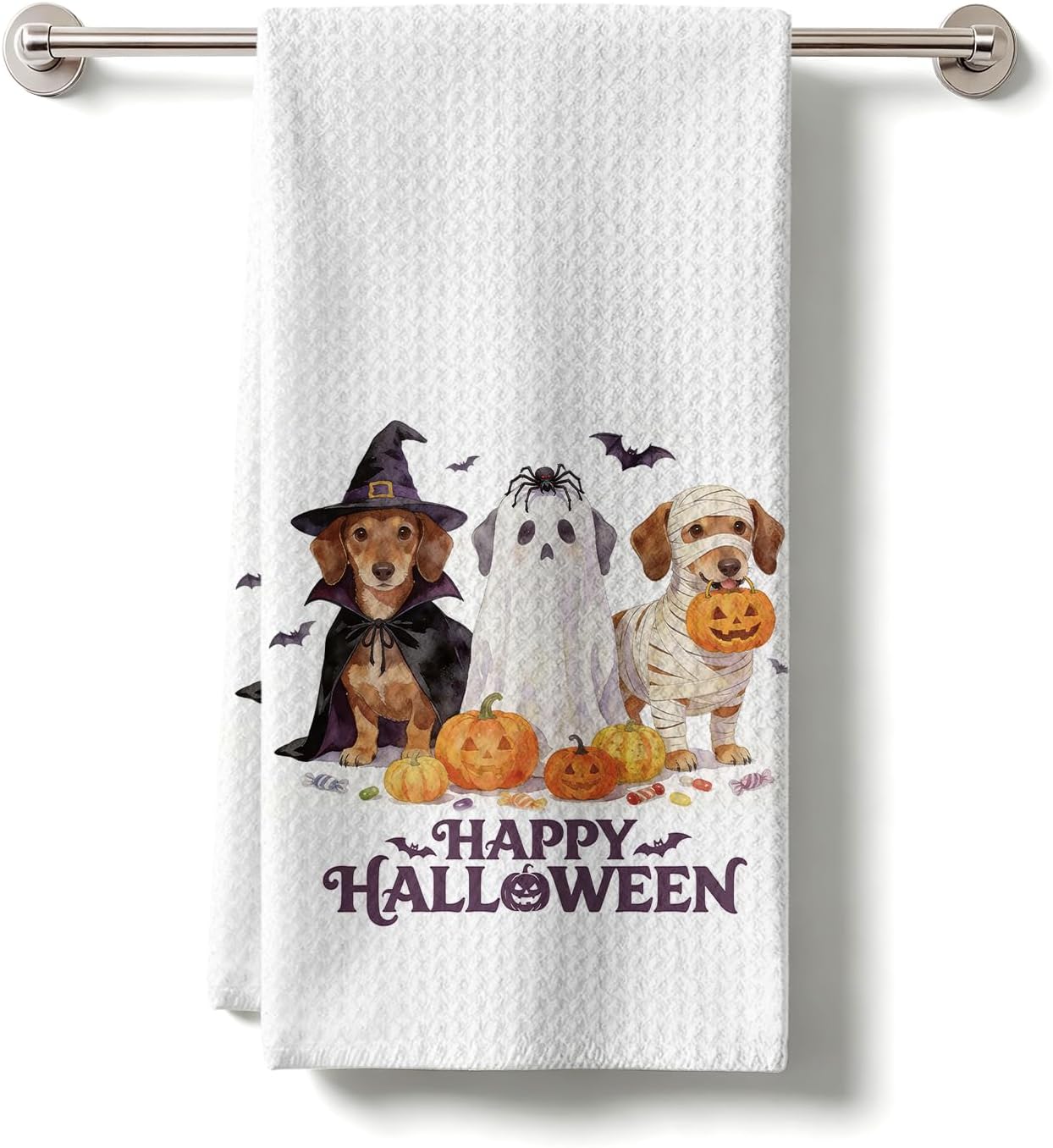 Halloween Highland Cow Kitchen Dish Towels, Cow Gift for Women