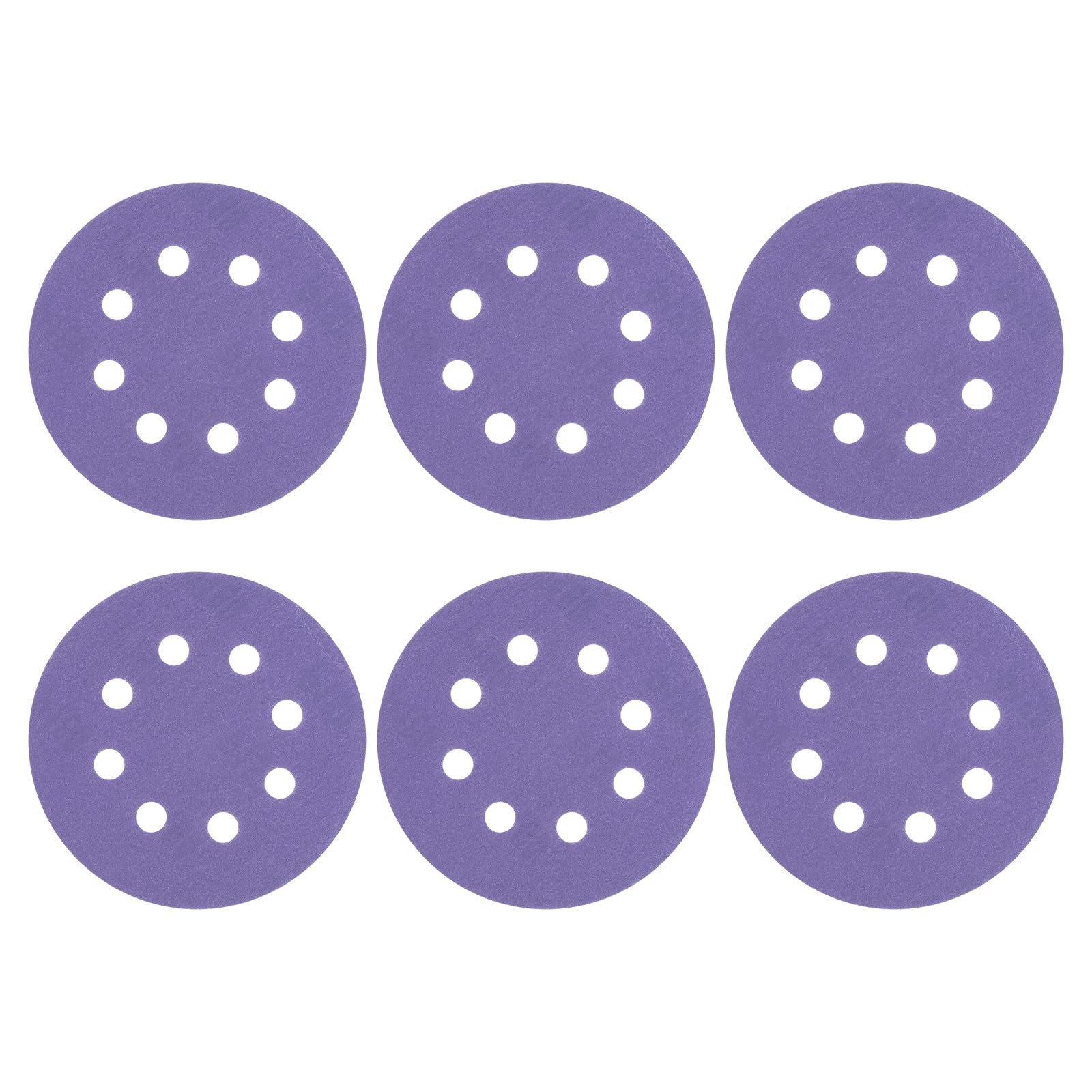 sourcing map 15 Pcs 125mm (5 Inch) Sanding Disc 8 Hole 180 Grit Hook and Loop Sandpaper Random Orbital Sander Pads for Woodworking Automotive Metal Polishing, Purple