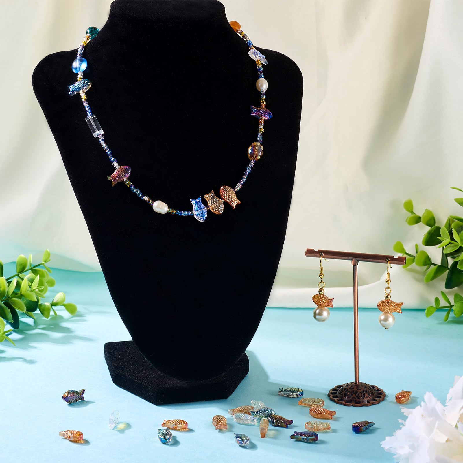 Amazon.co.jp: Magibeads 60個 ガラス魚ビーズ 6色 クリア 海 ガラス