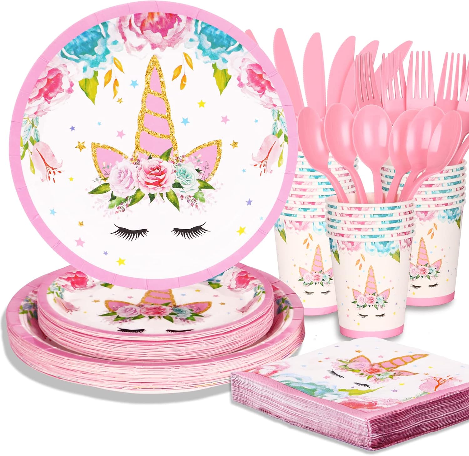 Gudvilla Unicorn Birthday Party Supplies for Girls Serves