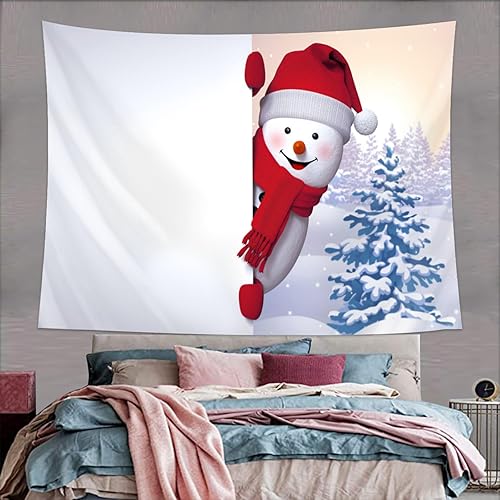 Miniatura 4 de PTETEYA Tapiz de Navidad para hombre, diseño de bolas de Navidad, para invierno, nieve, Navidad, sombrero, bufanda, tapiz de gnomo para colgar en la