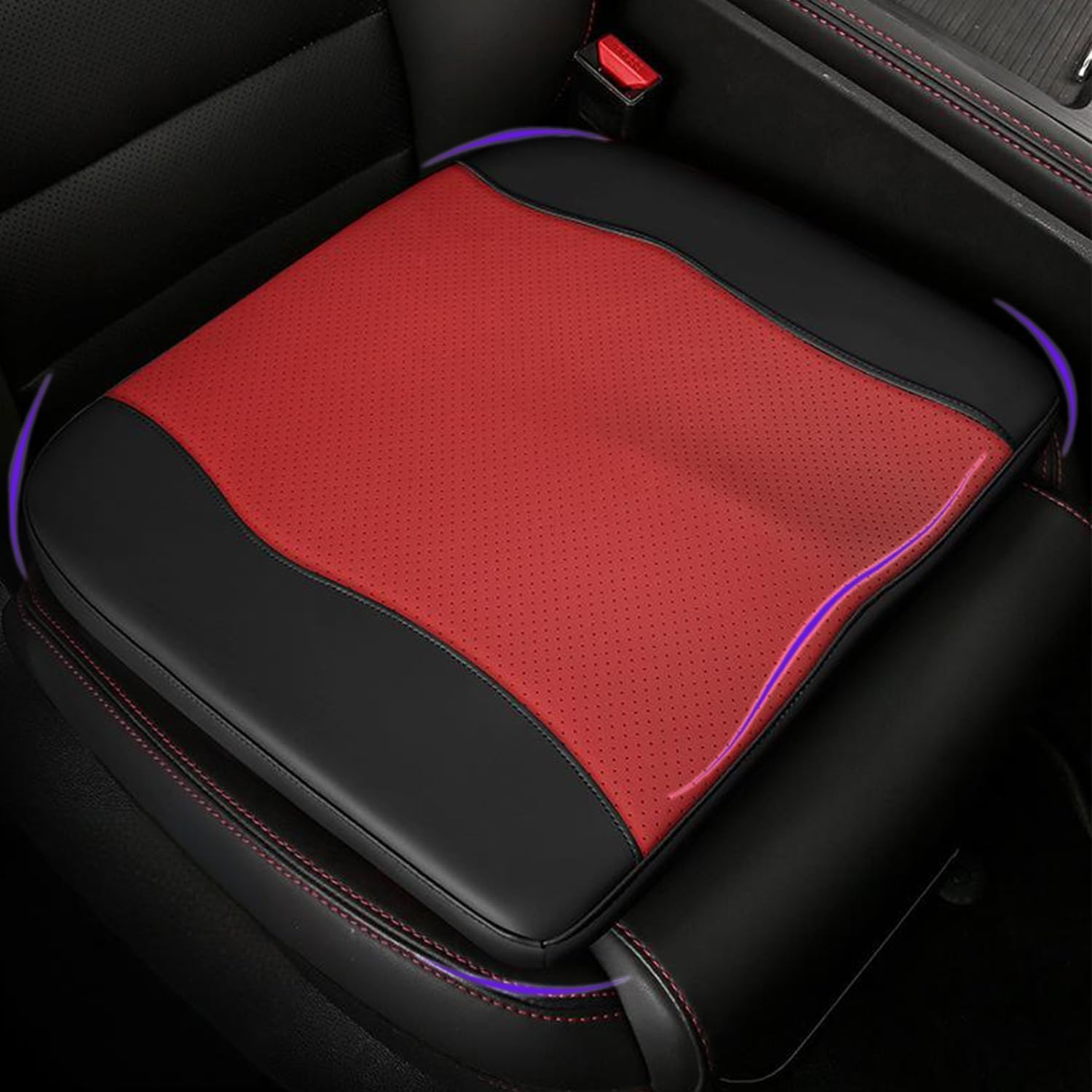 Comfort Memory Foam Car Seat Cushions For Driving,Red Booster Cushion Pad | Ergonomic Height Cushion, Sciatica & Lower Back Pain Relief Pillow, Comfort Seat Pad for Car Office Wheelchair Short People