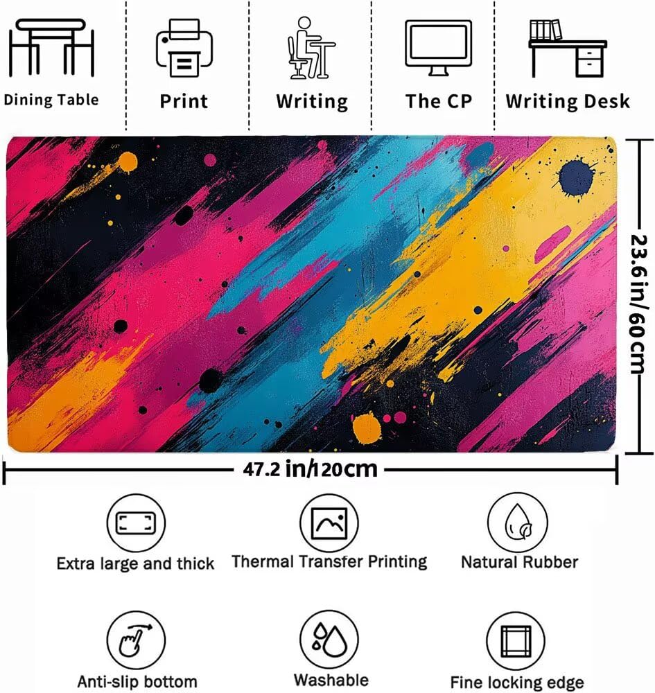 Podkładka pod mysz xxl 1200 x 600 x 3 mm, niebieska duża podkładka pod mysz dla graczy, żółta podkładka pod mysz z wodoodporną antypoślizgową gumową podstawą, zmywalna mata na biurko do gier. Idealny