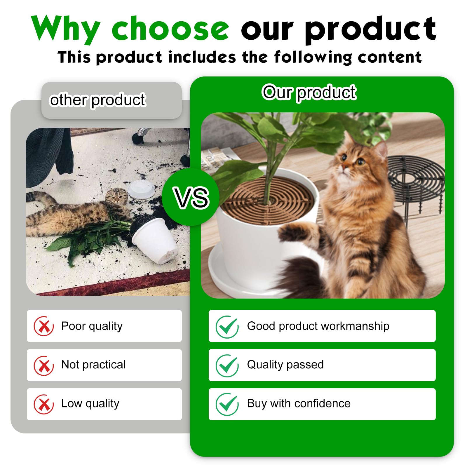 Lot de 6 grilles de protection rondes pour plantes, 30 cm, grille pour pots, protection pour chats et enfants, couverture pour pots (noir et brun)