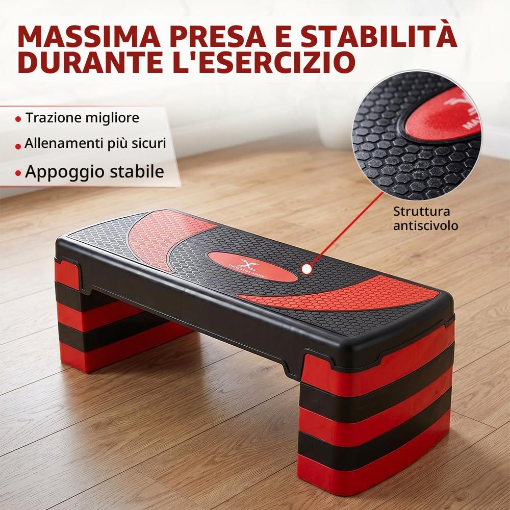 Passo-passo aerobico con 5 livelli di passo regolabili (10/15/20/25/30 cm) Pesi, yoga, allenamento di esercizio, passo, antiscivolo, per la casa/palestra fitness, monitoraggio