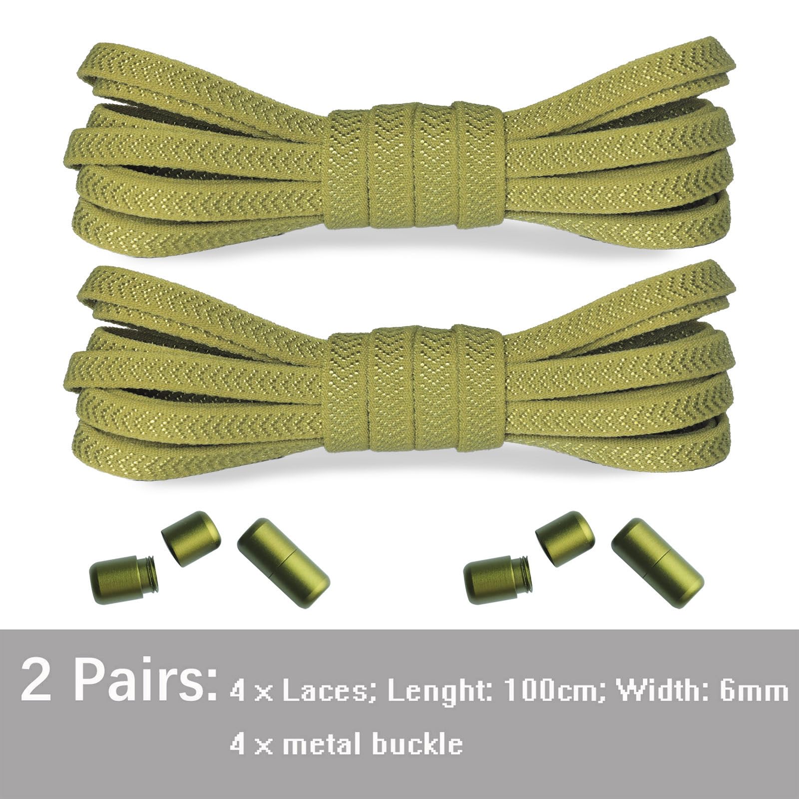 No Tie Shoe Laces for Kids and Adults, Tieless Elastic Shoelaces for Sneakers Army Green 2pairs
