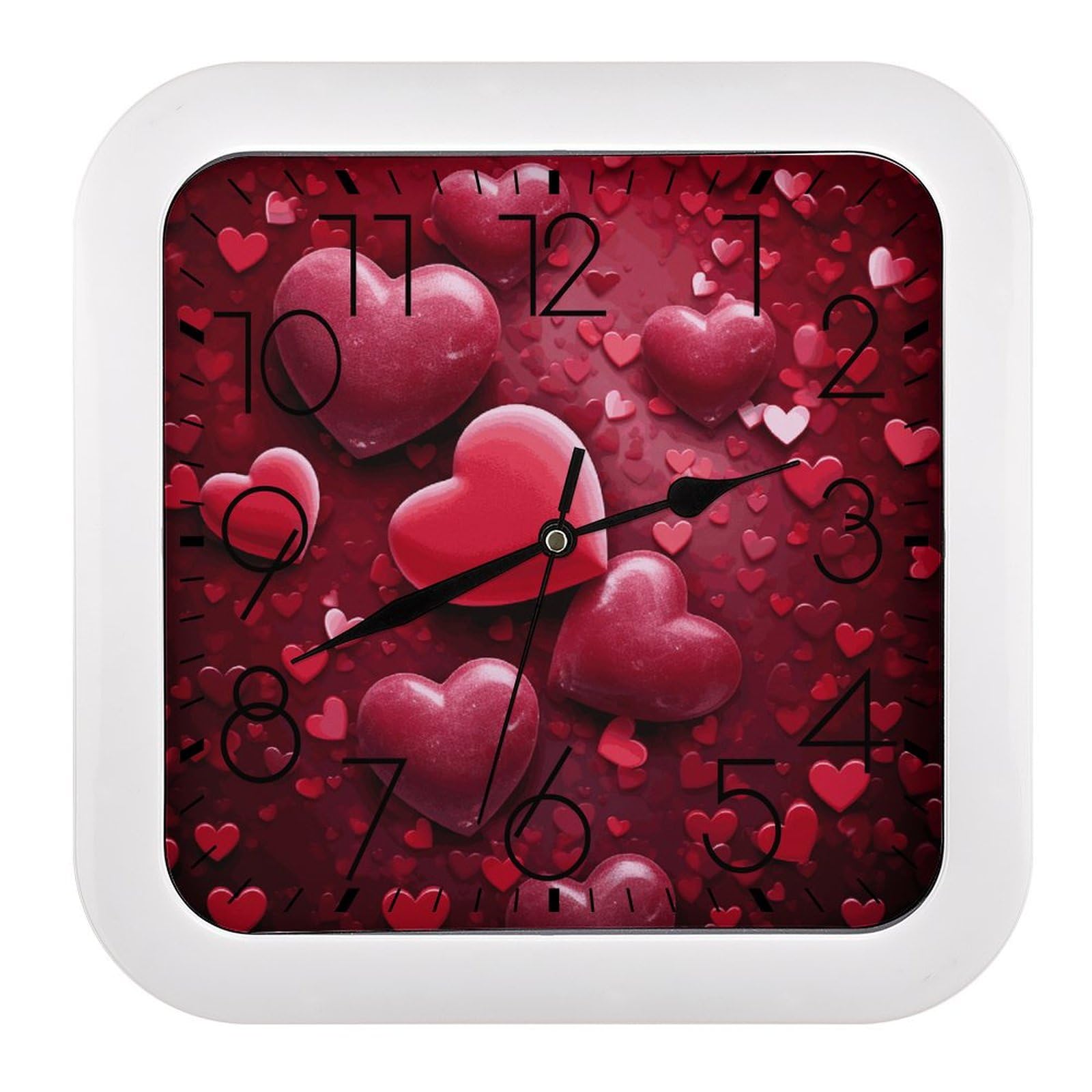 Horloge murale carrée en plastique sans bruit pour retrouver le sommeil