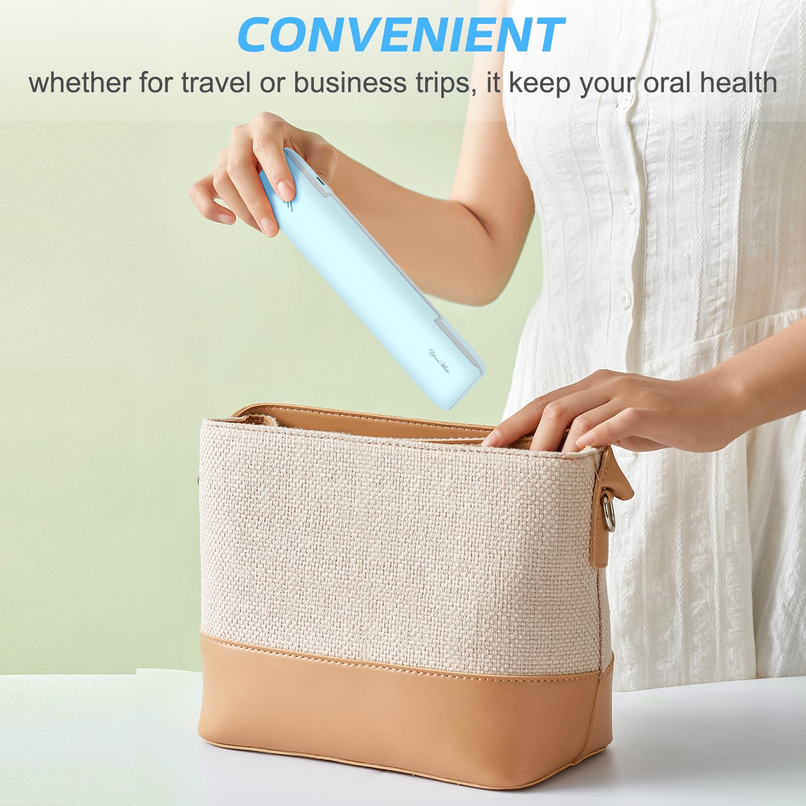 YourMate Estuche esterilizador de cepillo de dientes UVC, estuche desinfectante de viaje para Houshold y Traving Power por batería AAA o USB-C azul