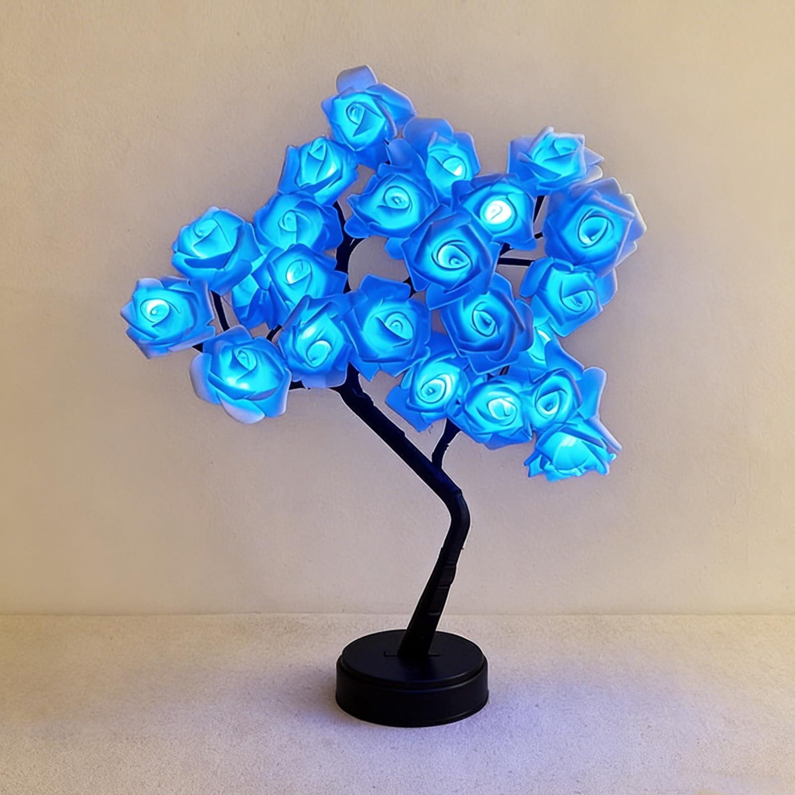 ANBET 24 LEDs Rose Flower Tree Lamp, LED Rose Tree Table Lamp, Cute Fairy Light up Flower for Mother's Day Home Bedroom Valentines Christmas Day Easter Wedding Party Decor-Blue
