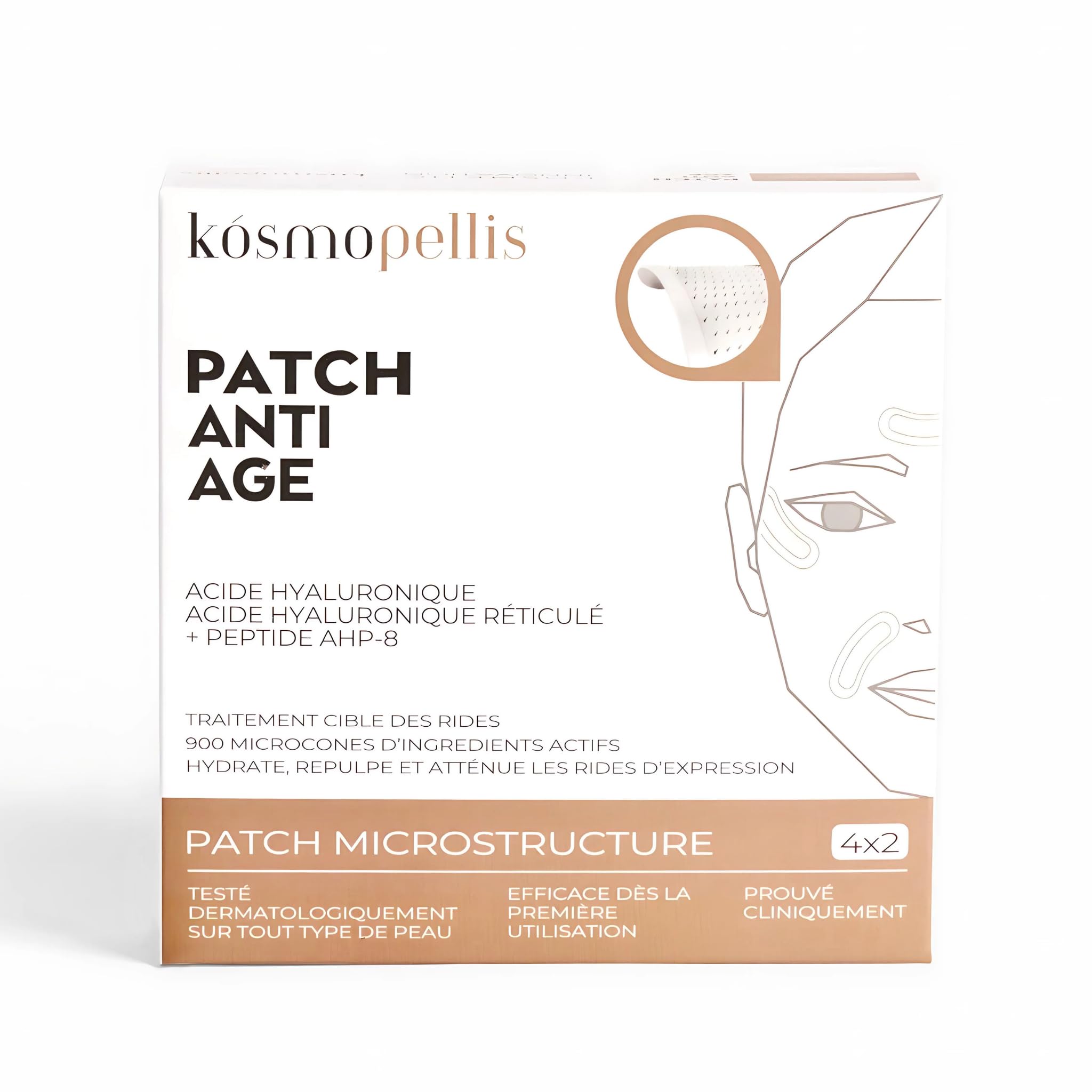 Kósmopellis Patch Anti-Âge Microneedling avec Acide Hyaluronique Réticulé et Peptide AHP-8 pour Traitement des Rides du Visage (8)
