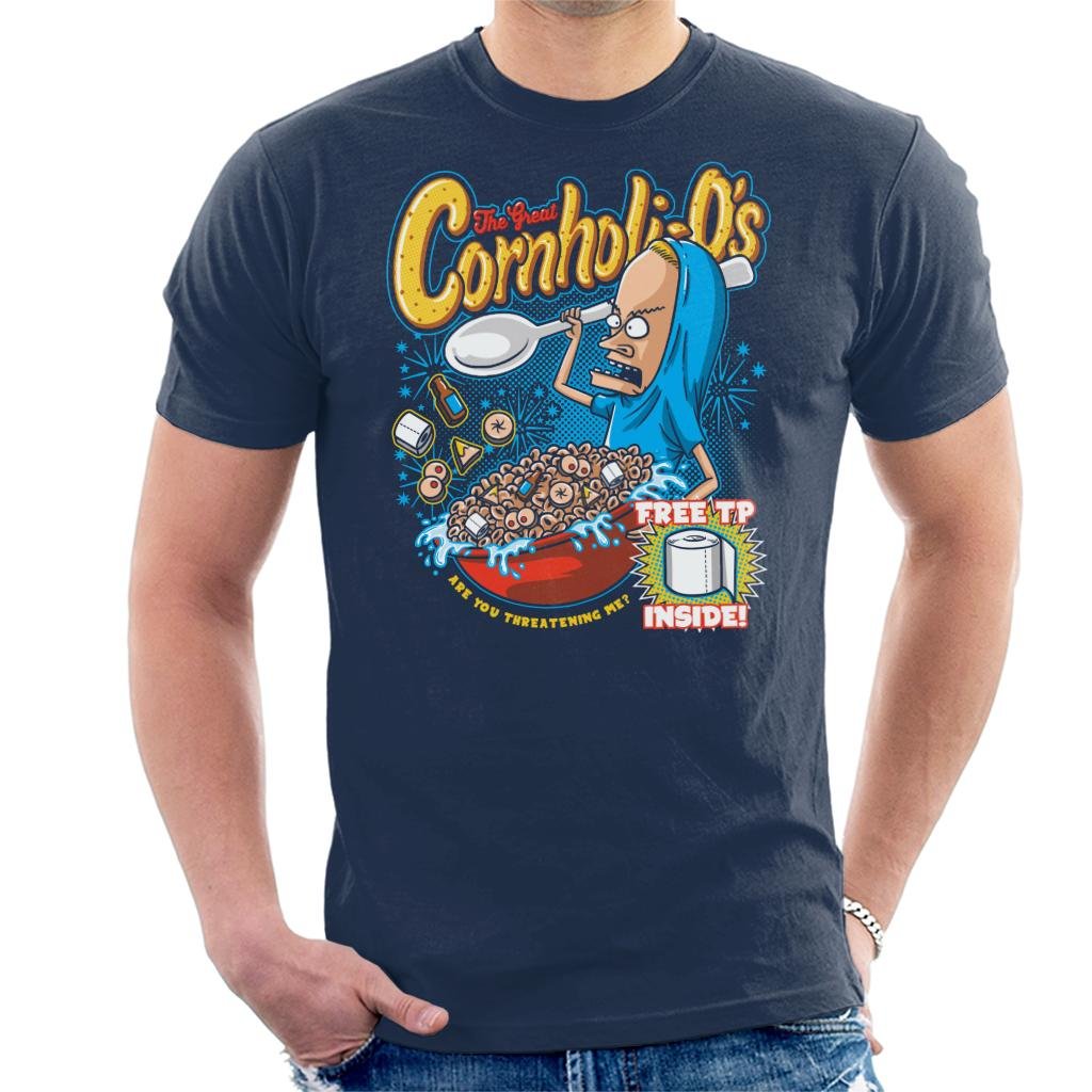 Cornholios Cereal Beavis and Butt Head Men's T-Shirt Navy Blue
