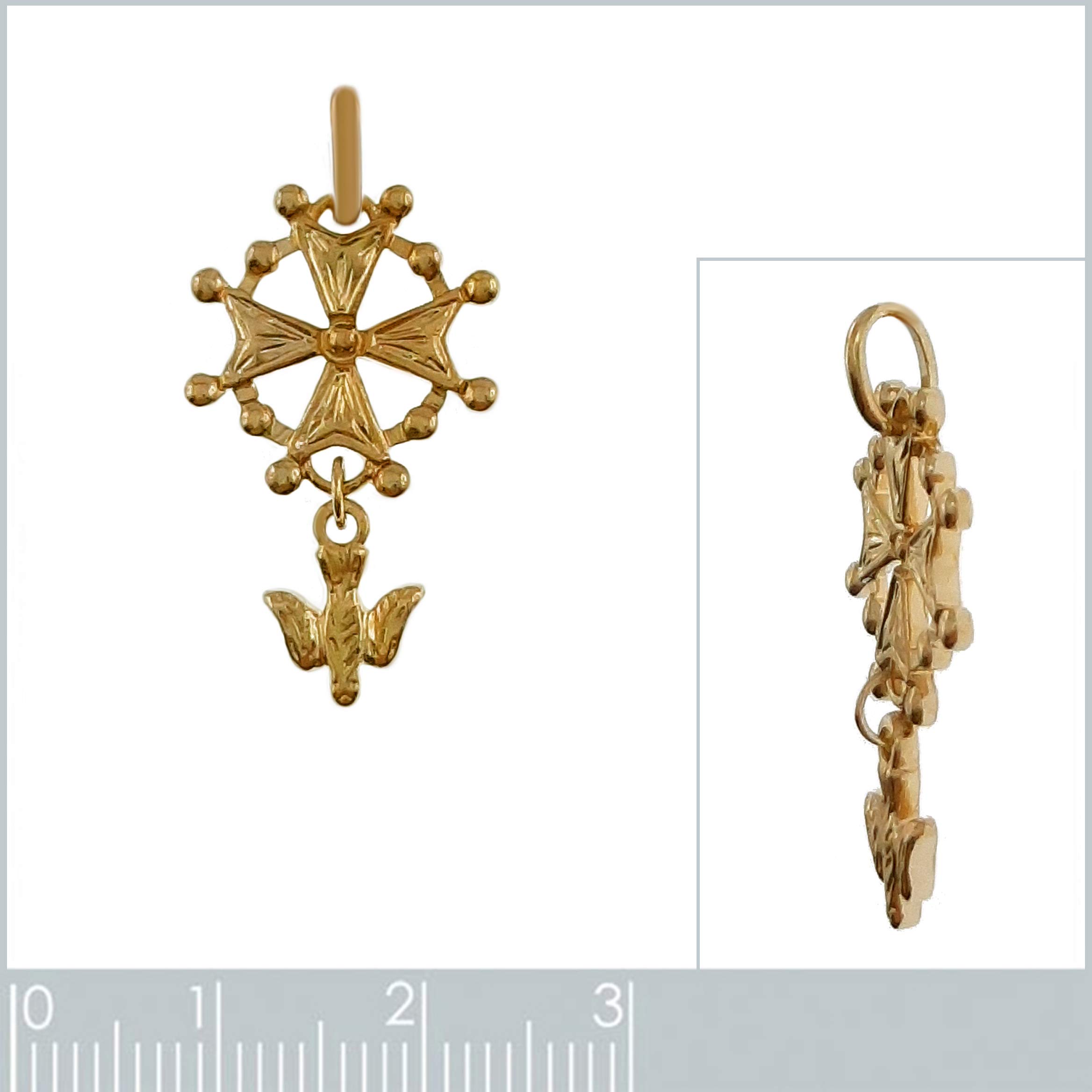 Pendentif Croix Protestante Huguenote Plaqué Or 18 carats - Femme - Homme