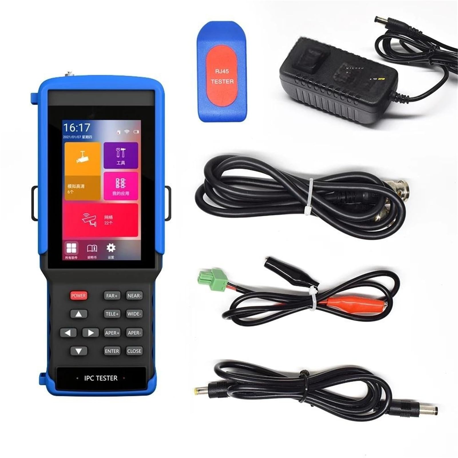 Tester per analizzatori CCTV Strumento di ingegneria coassiale analogico rete IPC9310Plus Uscita POE del tester videosorveglianza 6K H.265 con touch screen/display LCD