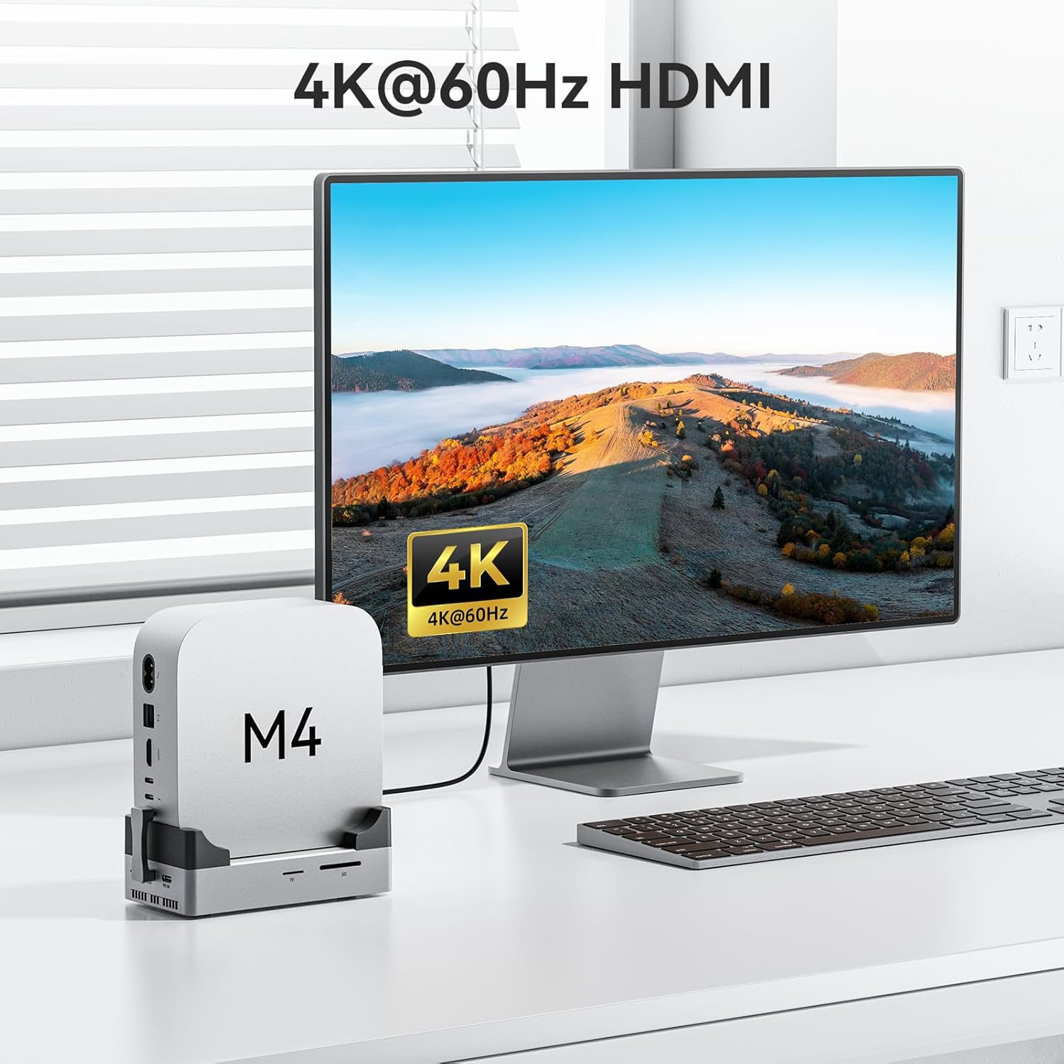 ANYOYO 10Gbps Mac mini M4 Dock, 8TB NVMe M.2 SSD Enclosure, HDMI 4K@60Hz, 2×USB-A 3.1, 2×USB-A 2.0, SD/TF Card Reader, PD30W, Wi-Fi Signal Friendly, USB Hub with Cooling Fan for Mac mini M4&M4 Pro