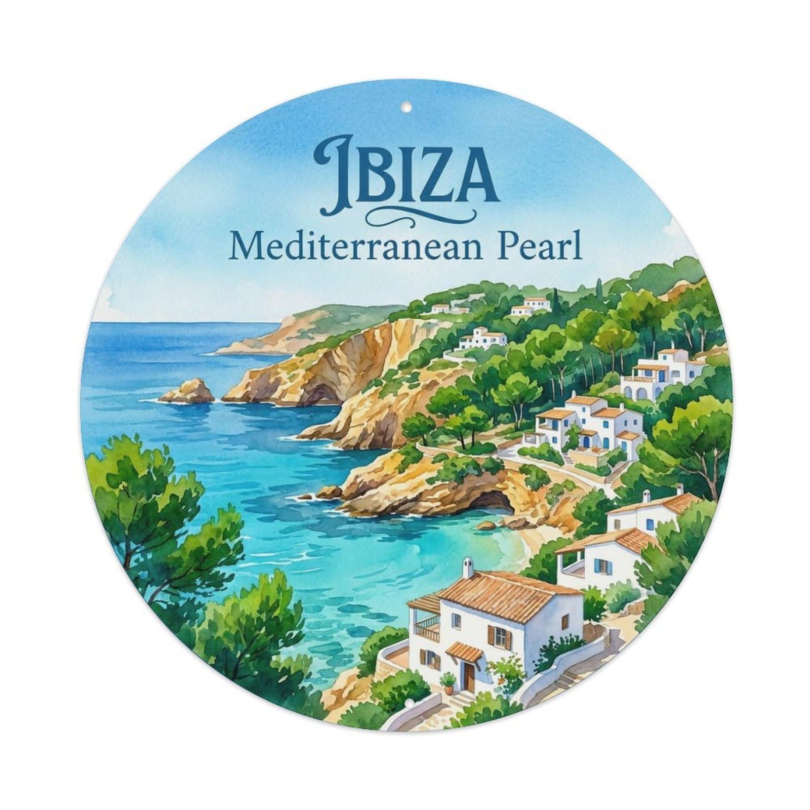 Vintage Travel Ibiza Spain Landscape Metal Tin Sign