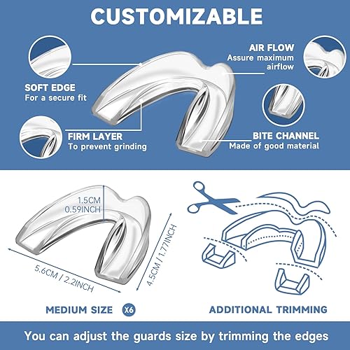 6 Pack Women's Night Guards for Teeth Grinding & TMJ Relief(Medium)