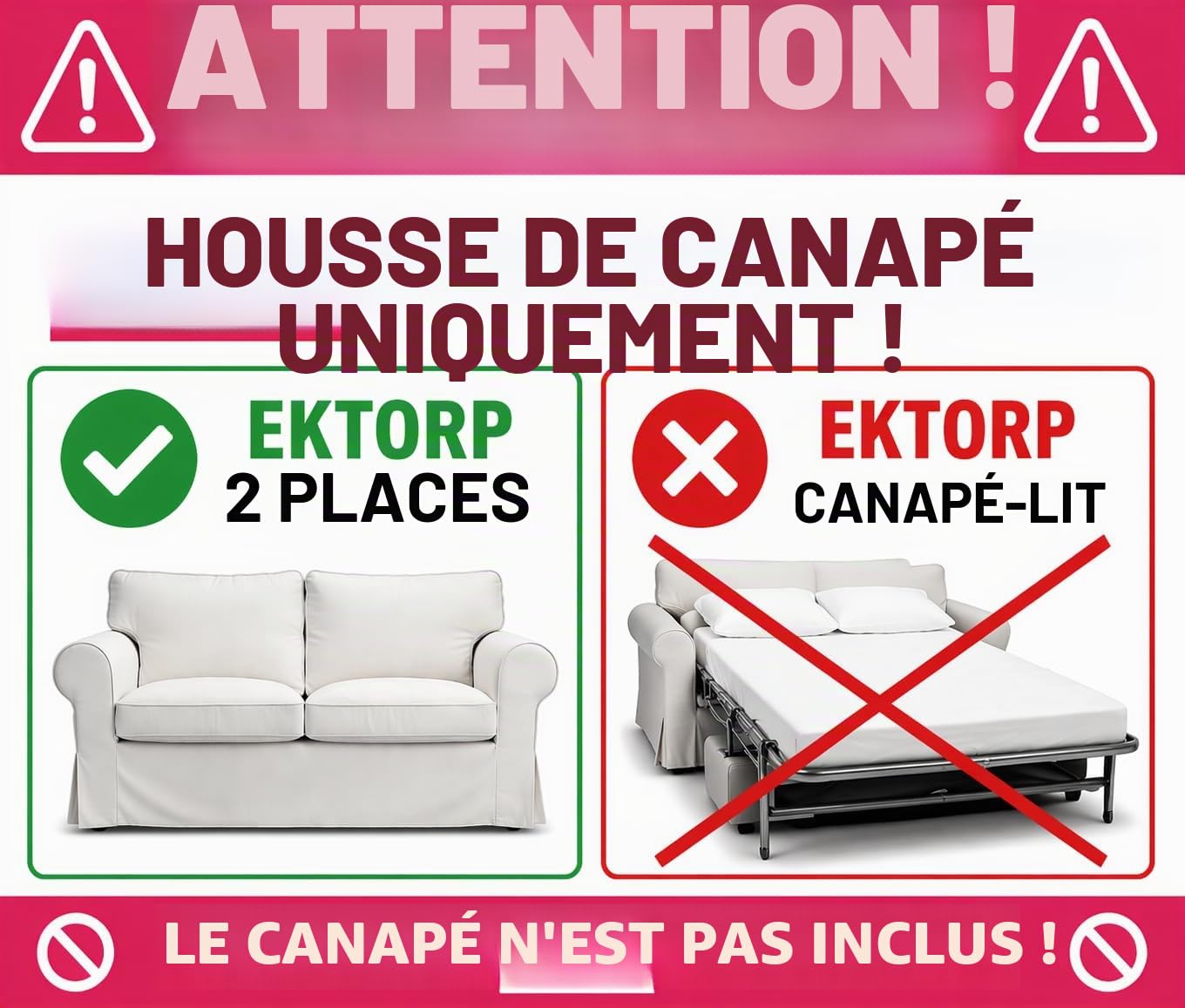MASTERS OF COVERS Housse de canapé 2 Place pour IKEA Ektorp, Crème Housse de canapé Ektorp Protege canape en Coton, Ektorp 2er Couvre canapé, 179x88x88cm