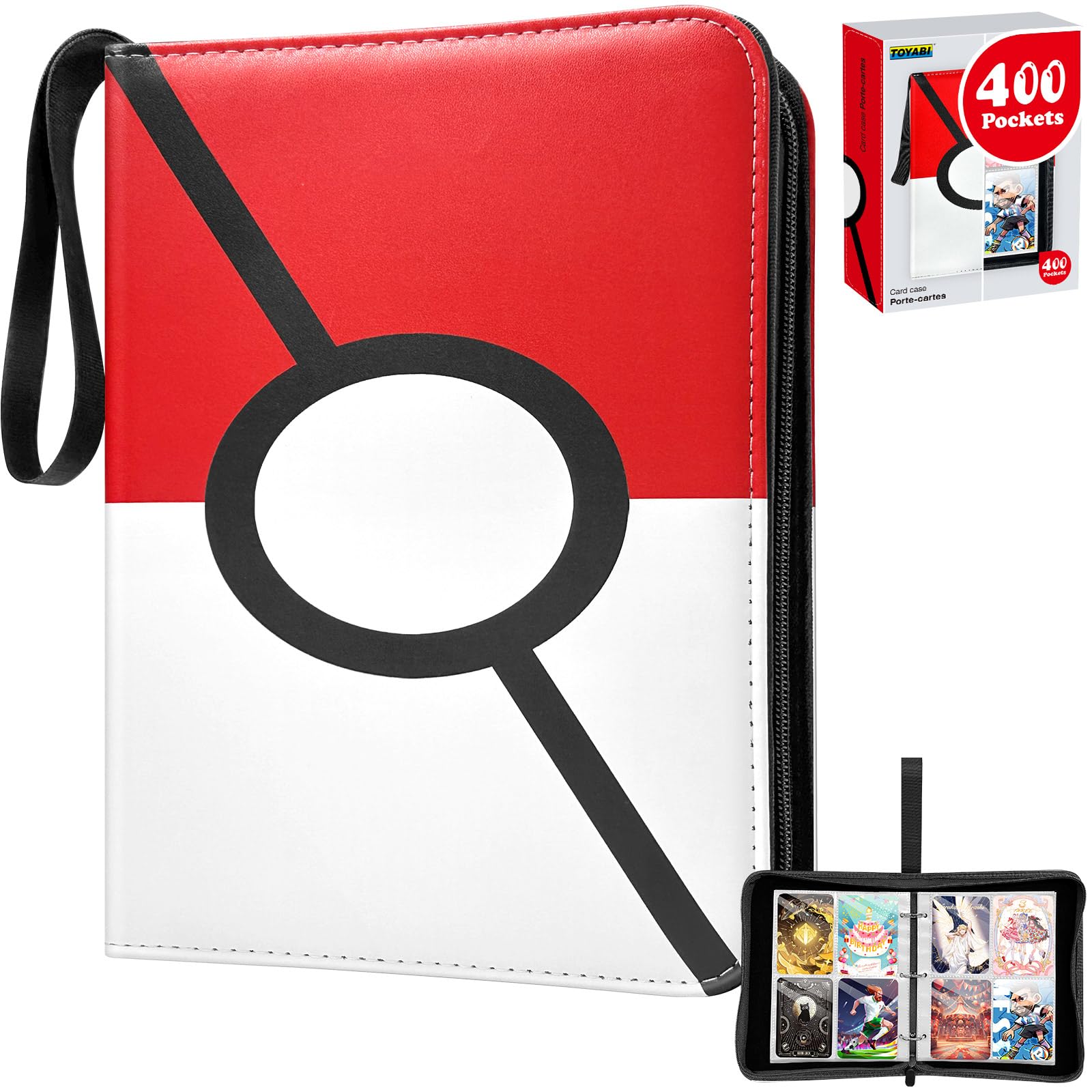 TOYABI Card Binder,50 Pages 400 Pockets Trading Card Binder,4 Pocket Cards  Binders,PU Waterproof Graded Card Binder,Cards Folder Trading Card Album, Binders Folder Graded Card Binders with Zipper - BigaMart