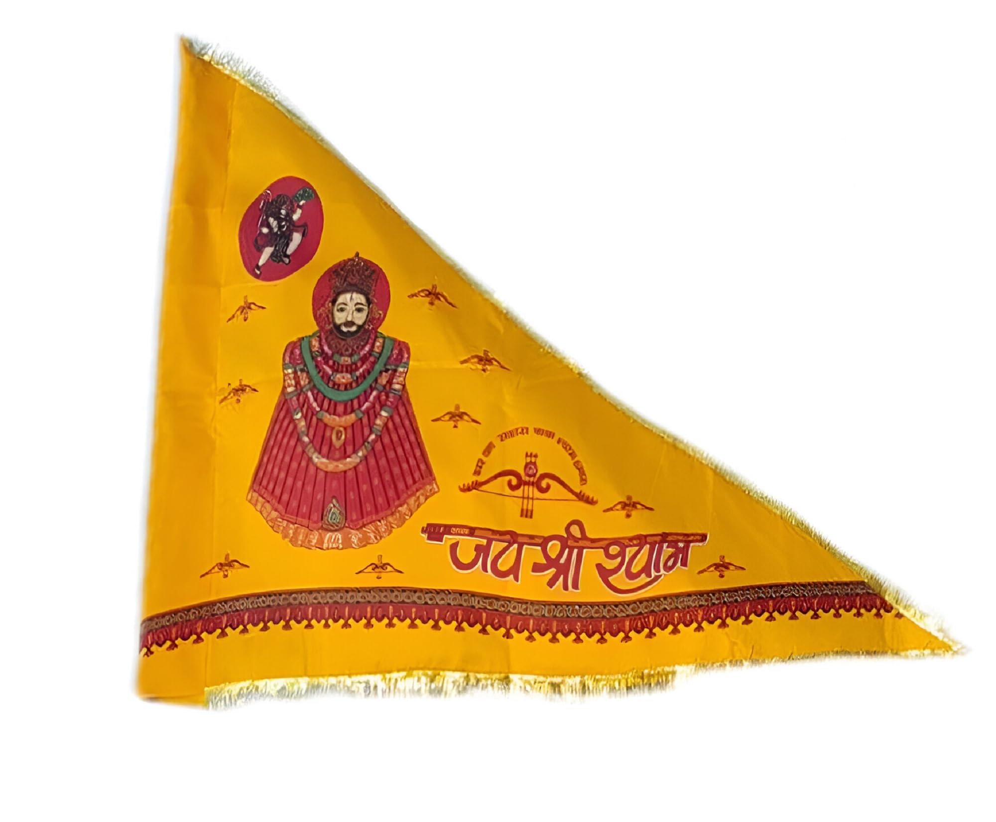 GEJUFF जय श्री श्याम | Khatu Shyam Ji Flag Nisan | Triangle Hand Baba/Khatu Shyam Jhande Full Big Size Quality For Temple/Home (1) (B0CPFDWVS8) Amazon Price History, Amazon Price Tracker