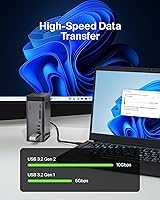 Vista 4 de Belkin Concentrador USB-C, 11 en 1 Pro GaN Dock 150W, estación de acoplamiento multipuerto con USB-C, USB-A, Ethernet, SD, MicroSD, puerto de 0.138