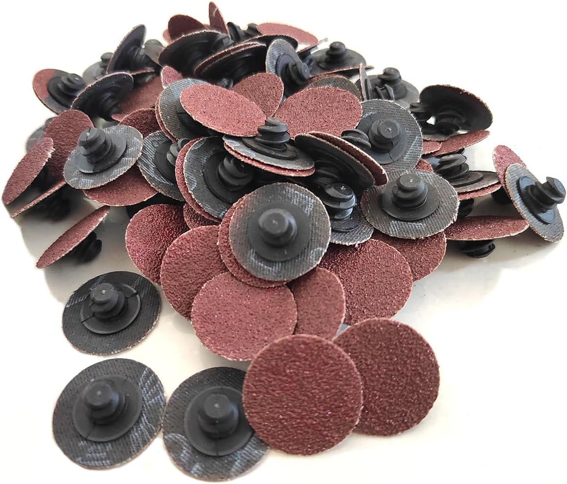 100PCS 1 inch Quick Change Discs Roll Type 120 Grit, VÉZAAR Torque Sanding Disc Surface Conditioning Disc Die Grinder Accessories