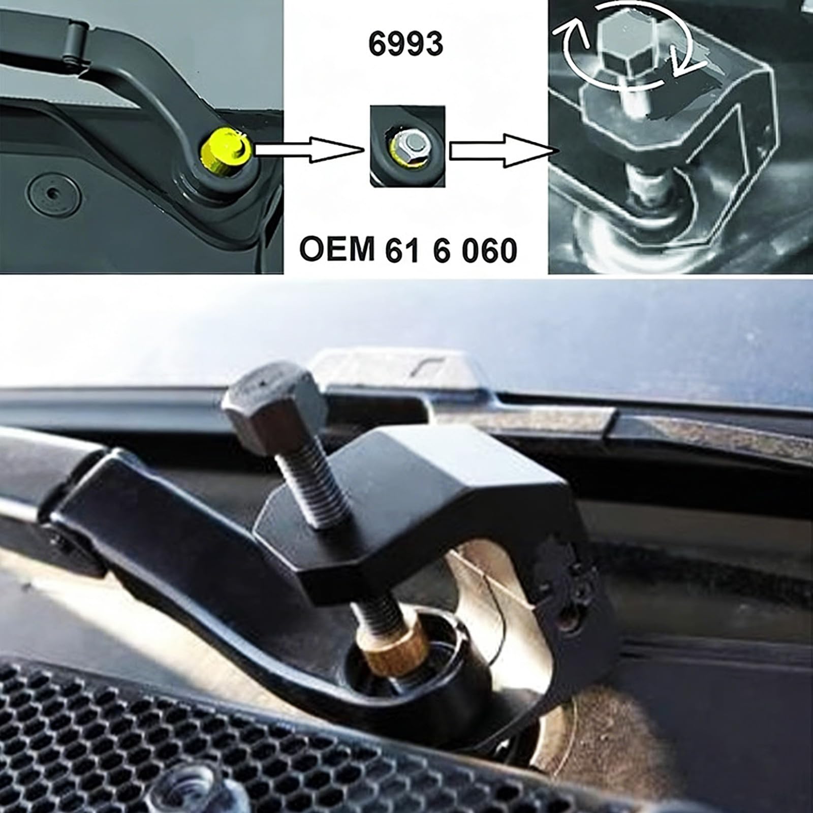 Estrattore per braccio tergicristallo per auto Strumento per rimozione resistente Smontaggio rapido Strumento per rimozione braccio tergicristallo per auto Estrattore per parabrezza Rimozione