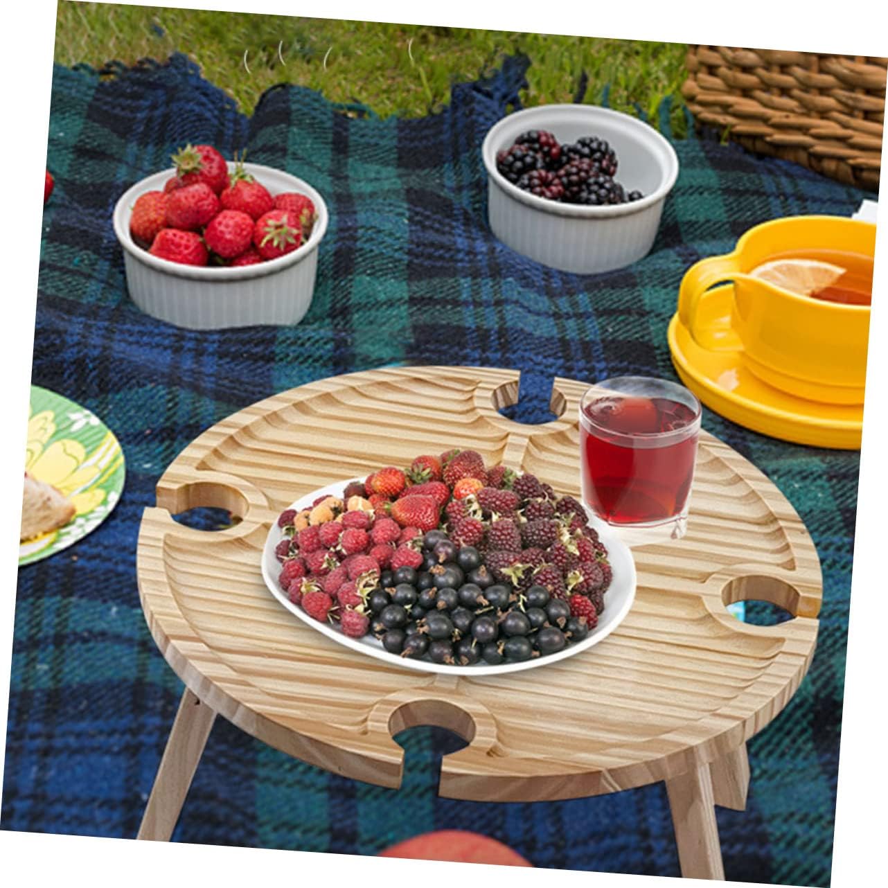 TOYANDONA Folding Picnic Table Wine Bottle Rack Portable Beach Table Mini Outdoor Grill for Camping and BBQ Lightweight and Easy to Carry