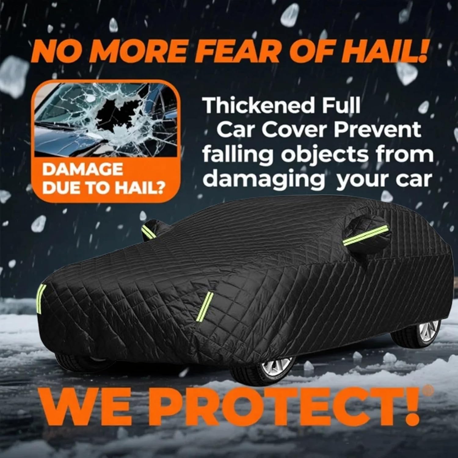 Heavy Duty Hail Protection Car Cover Compatible with Cadillac XT5 | Anti-Hail Waterproof Windproof with Reflective Strips | All-Season Custom Fit Outdoor Use