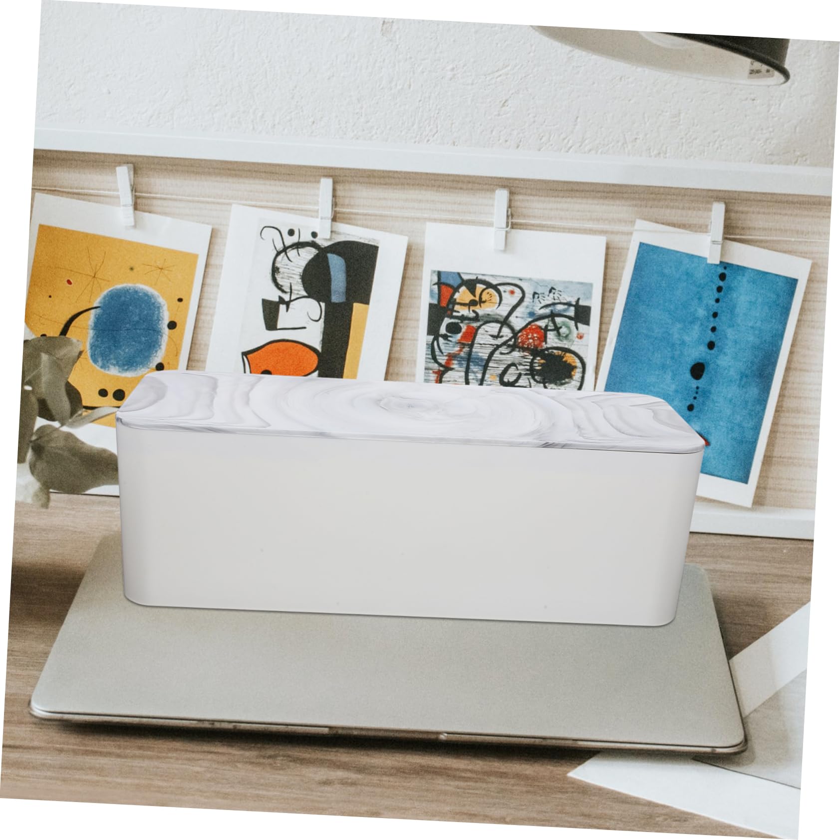 Kabelorganisatorbox aus Hips mit Bambusdeckel Große Kabelbox zum Einfachen Organisieren und Verstecken von Kabeln für Schule und Zuhause