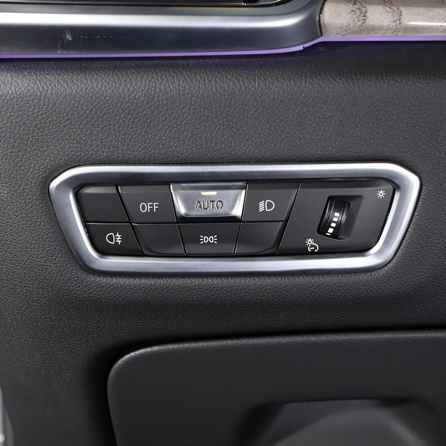 for bmws X5 G05 X7 G07 2019-22 ABS Carbon Fiber/Silver Car Headlight Switch Decoration Frame Cover Trim Sticker Accessories(Silver)