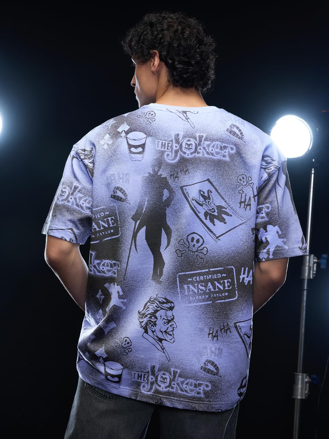 The Souled Store Joker Jokes On You Herren und Jungen Kurzarm Rundhals Blau Grafik Gedruckt Baumwolle Oversized T-Shirts