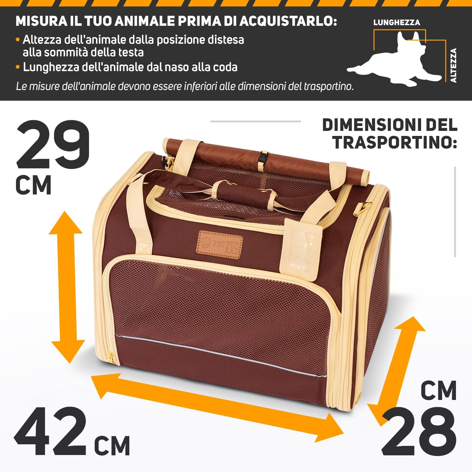 PETPROVED Trasportino Gatto Trasportino per Cani Taglia Piccola Media Trasportino Gatto Grande Trasportino Cane Auto Trasportino Gatto Morbido Per Cani Borsa Trasportino Gatto M