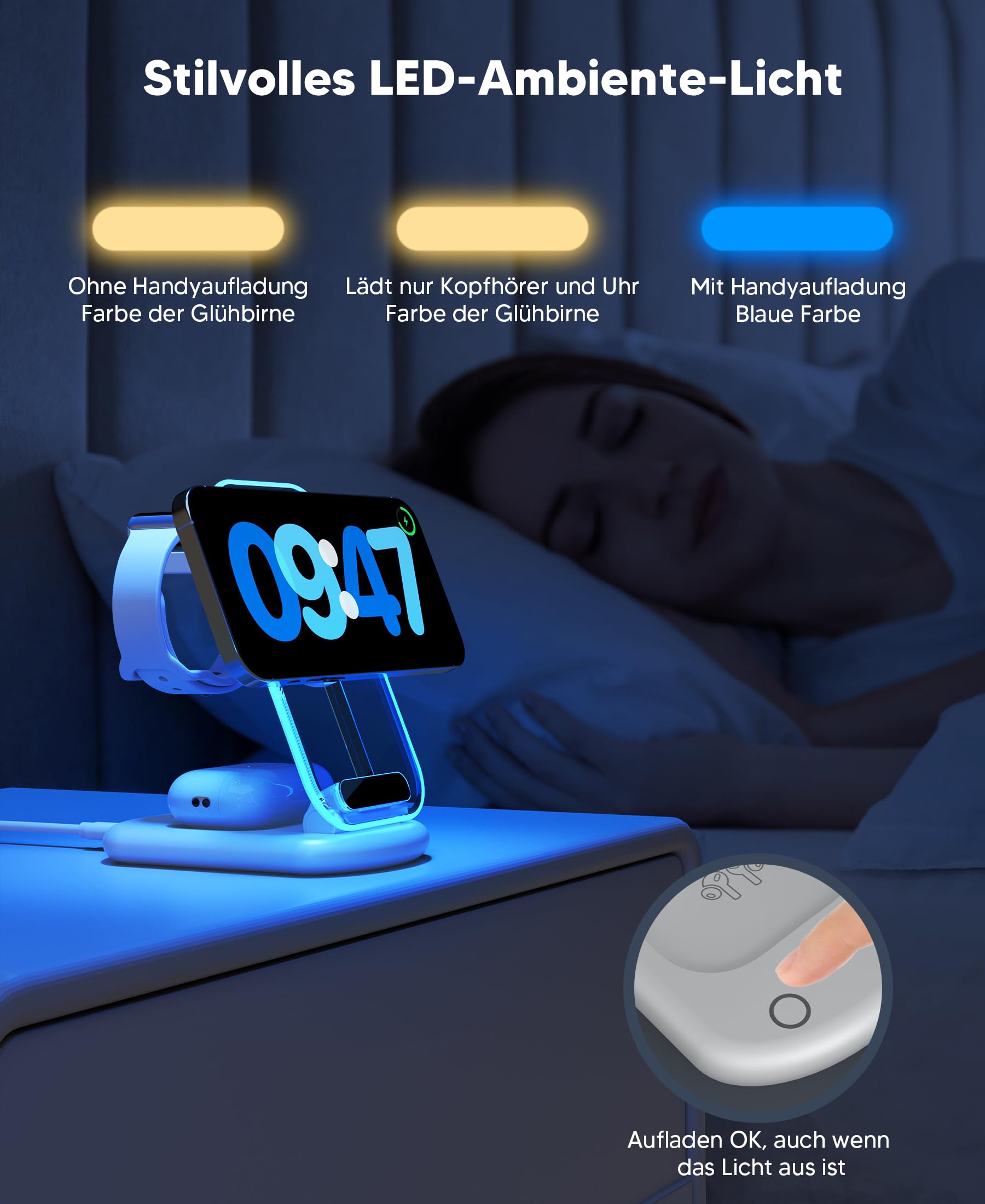 Mag Safe Ladegerät, Ladestation Apple Watch und iPhone, 3 in 1 Mag Safe Ladestation Kompatibel mit iPhone 17e 17 16 15 14 13 12 Pro Max/Air/Plus/Pro, für Apple Watch 10/9,Airpods 3/2/Pro,faltbar