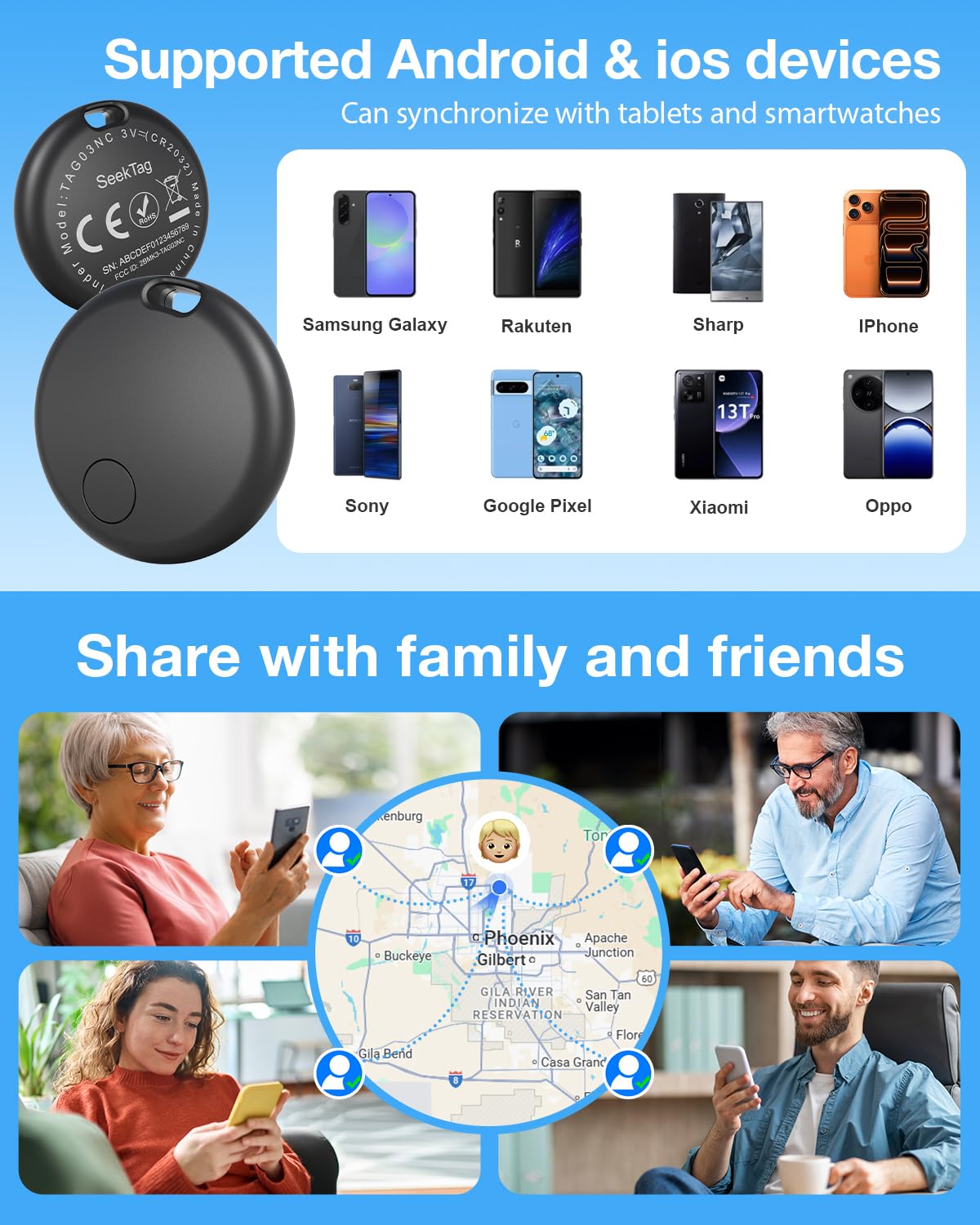GPS Android Air Tracker Tags Device for Car and Vehicles,2 Year Battery Life & 2pcs Hidden Magnetic case,Trackers for Tracking Vehicle,2pcs GPS Tracker,No Monthly Fee for Android and iPhone — view 6