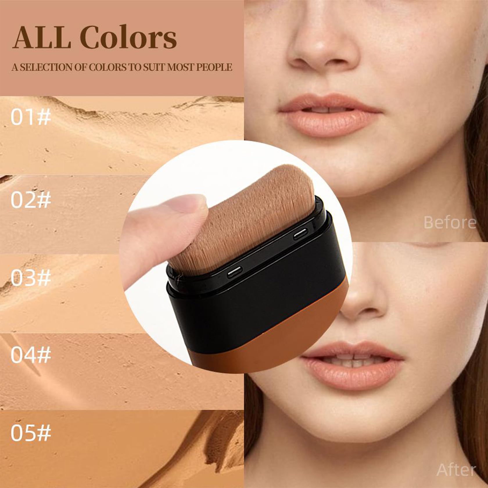 Long Lasting Full Coverage Concealer Stick, Easy Application Full Coverage Foundation Stick with Built-in Brush - Image 3