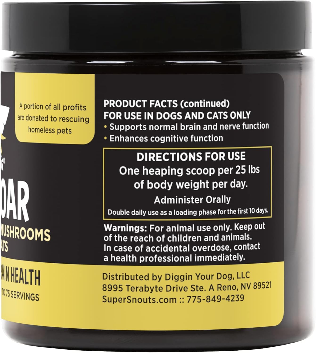Super Snouts Lion's Roar, probiotiques pour chiens, aide système immunitaire et digestion, pot 75 gr