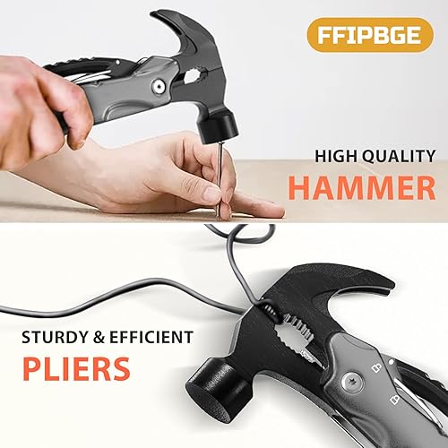 Miniatura 3 de 12 en 1 Martillo Multiherramienta, Multiherramienta de Camping con Destornillador, Bloqueo de Seguridad y Funda de Nylon Duradera, Regalos de