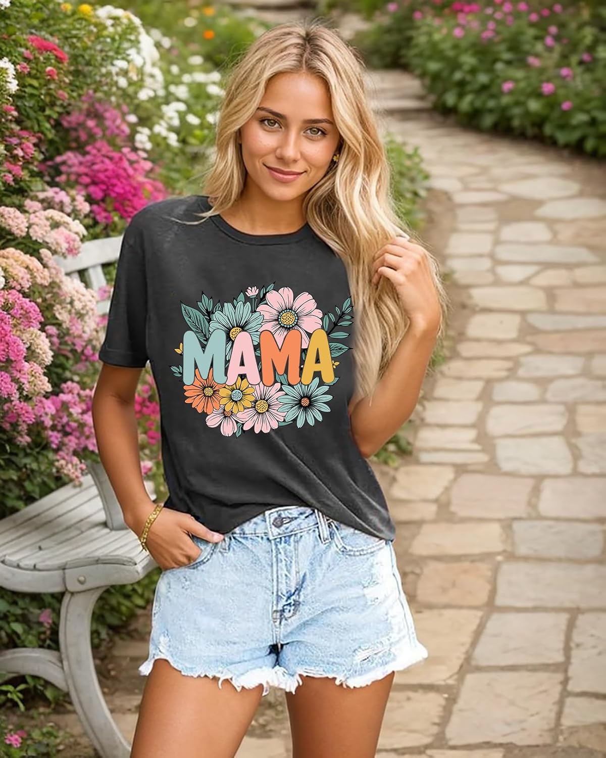 Mama Shirt Women Mama Graphic Tee Funny Mom Letter Print Short Sleeve Tshirt Fashion Summer Tops - Image 4