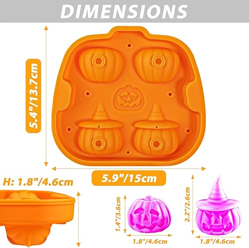 Miniatura 2 de Kamehame Molde para cubitos de hielo de calabaza de Halloween, molde de silicona 3D Jack O Lantern para cubitos de hielo con 1 embudo, divertida