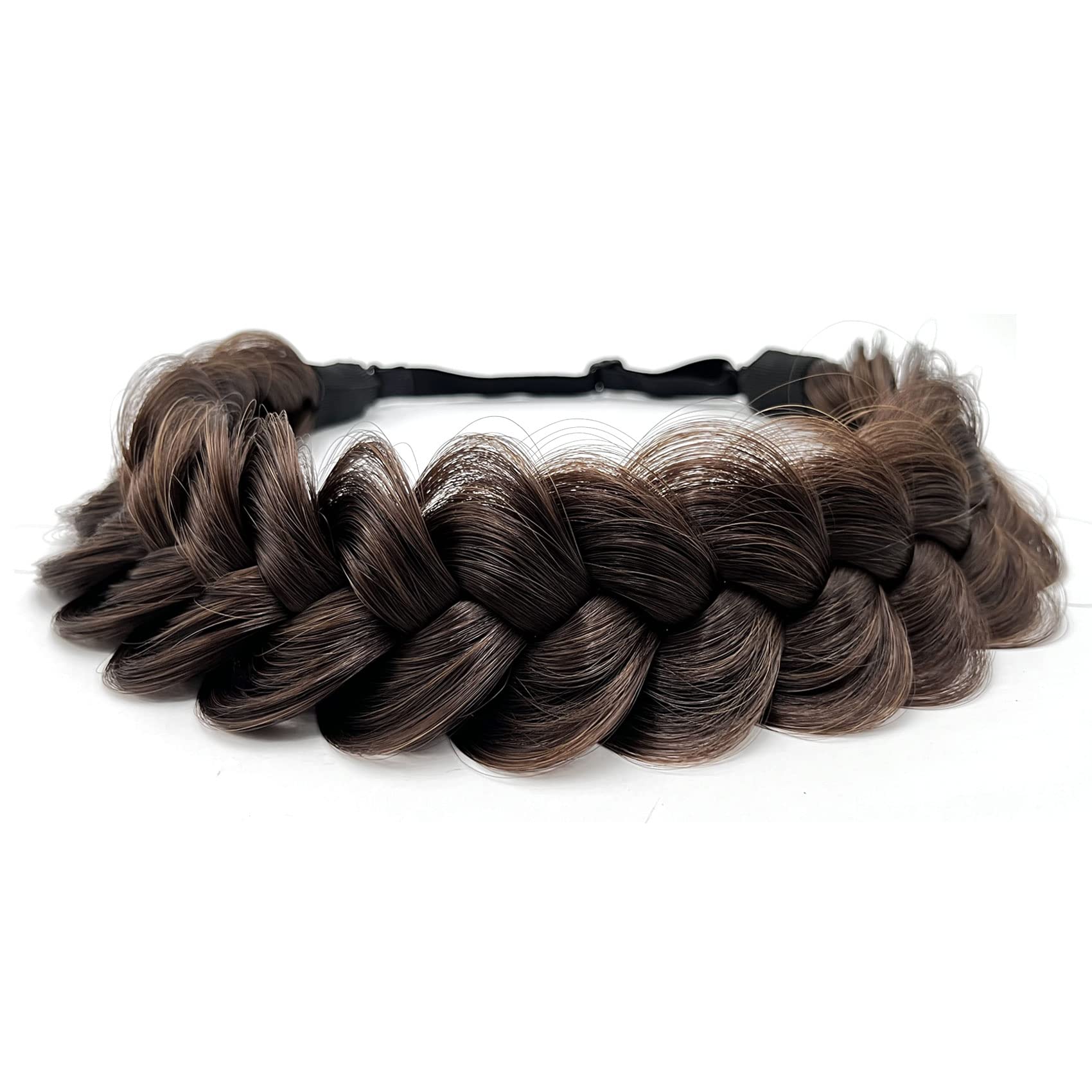 TOECWEGR Extensions haarband haarbanden vlecht gevlochten Classic Chunky Wide Plaited Wedding Fluffy Braids pruik vrouwen schoonheidsverzorging (crèmebruin
