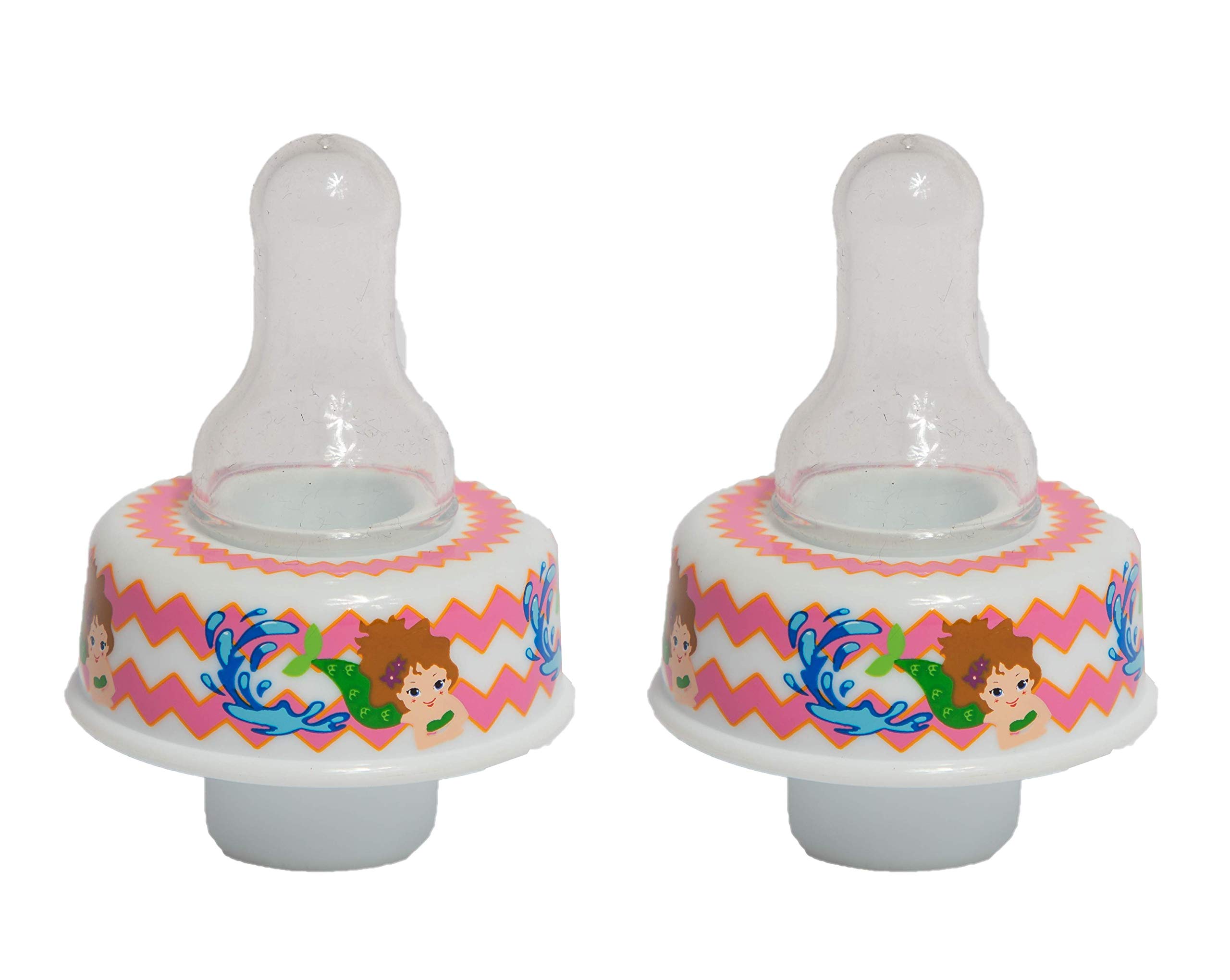Refresh-A-Baby Universal Bottle Top Adapter, Fits Formula Juice & Water Bottles (2-Pack) (Mermaid)