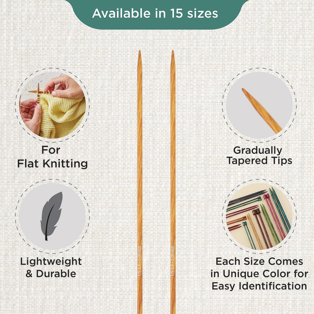 KnitPro Dreamz Single Pointed Needles 10" (25cm), Yellow Topaz, 3.00mm - Image 3