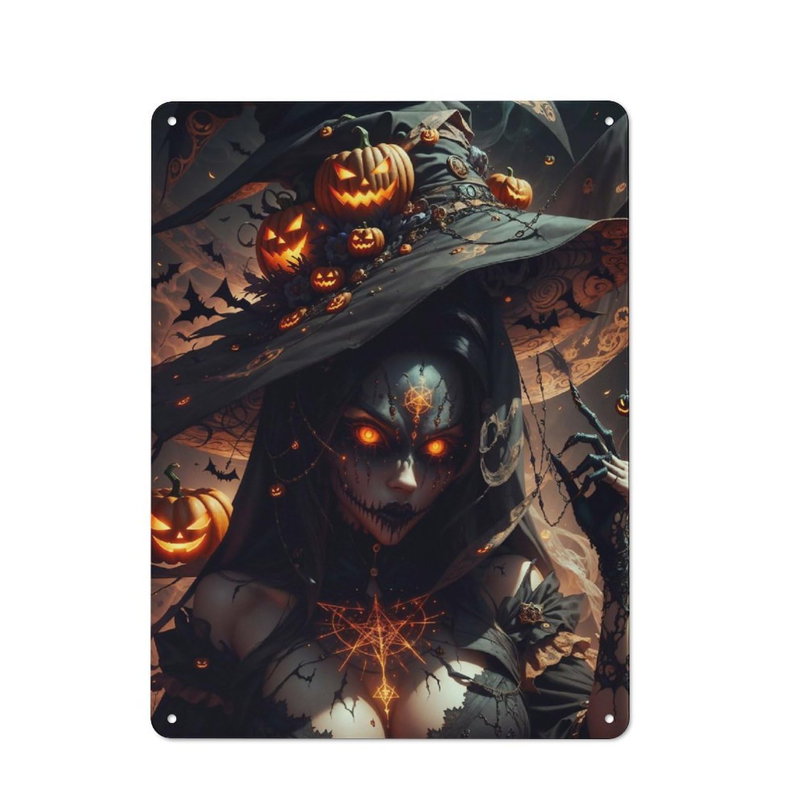 Junmoney Halloween Witch Metal Sign 40X30cm With For Pub Or Café, Retro Decor, For Cooler-Month Interiors With Retro Character