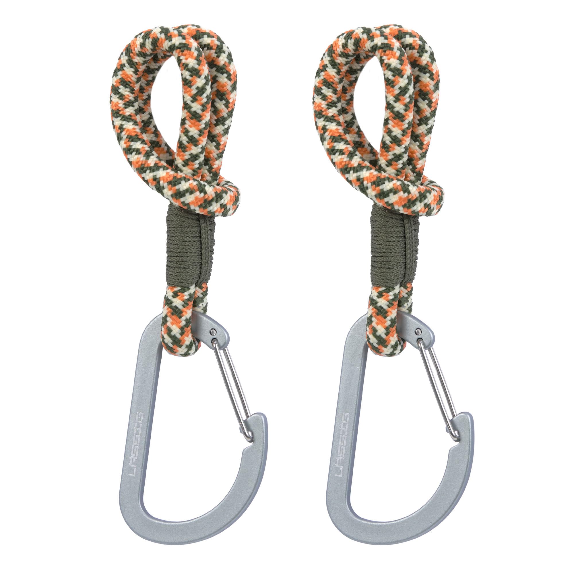 LÄSSIG Pram Attachment (2 Pieces) Carabiner Hook Pram Hook Shopping Hook Cord Olive Red Vanilla
