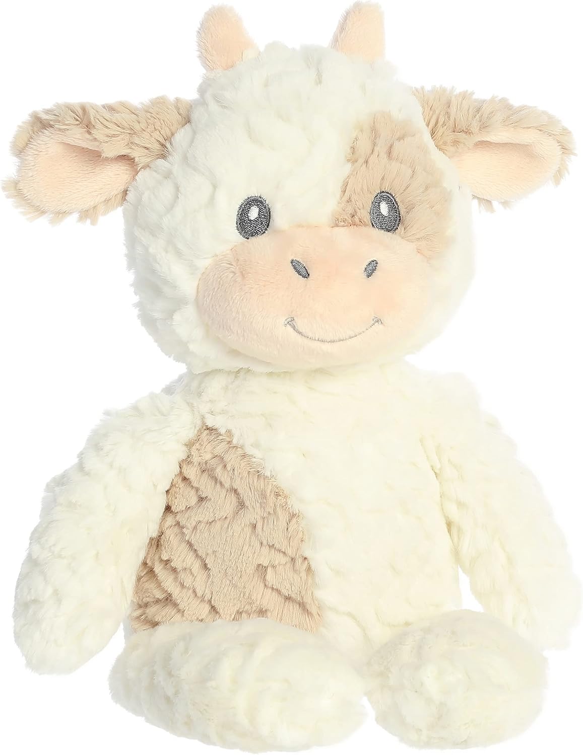 Aurora® Adorable Huggy Collection™ Clover Cow™ Baby Stuffed Animal - Comforting Companion - Sensory Stimulation - White 13 Inches