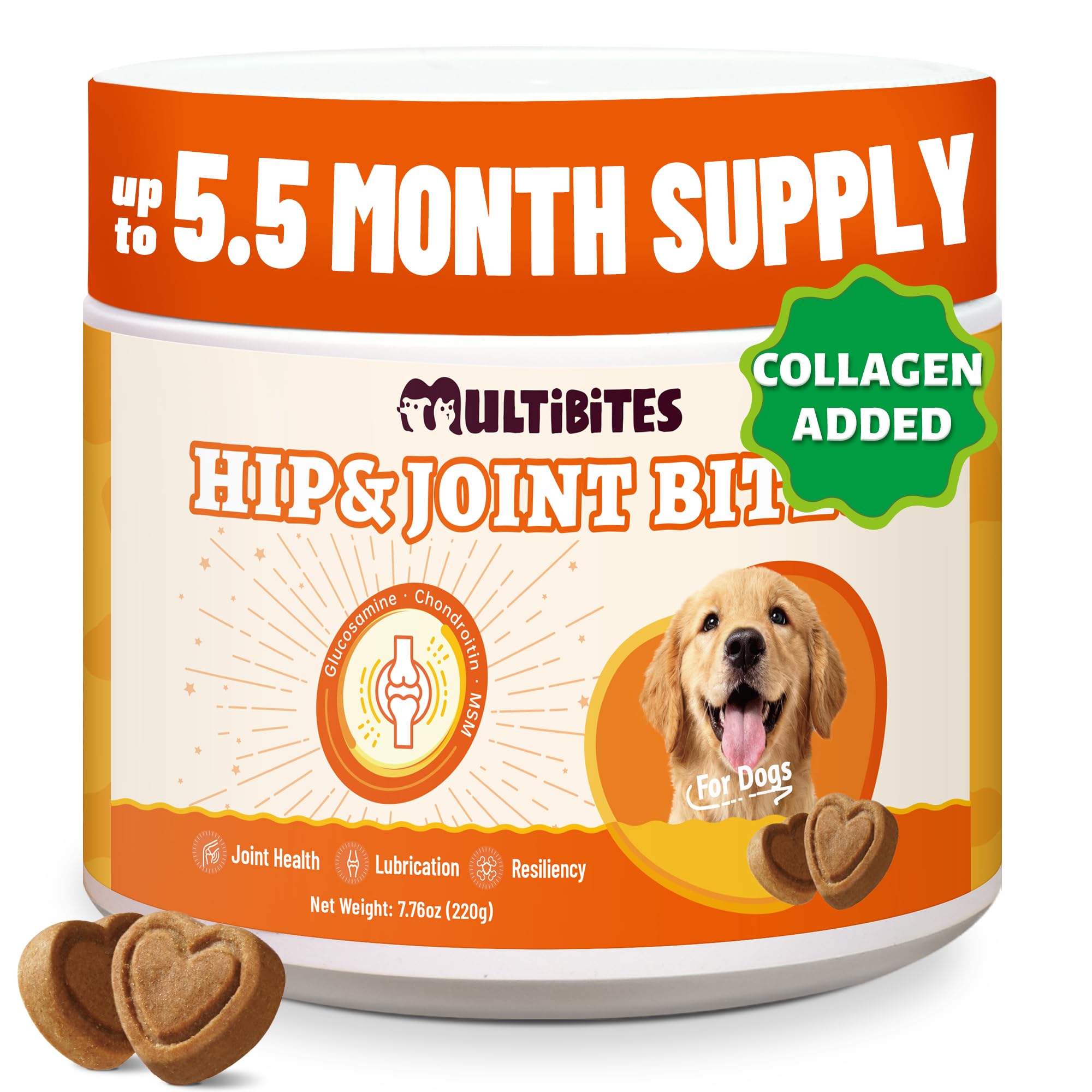 MULTIBITES 220g Joint Supplement for Dogs - Hip & Joint Health with MSM,Fish Oil,Glucosamine for Dog Chews - Advanced Mobility Support for All Breeds and Ages - Chicken Flavor