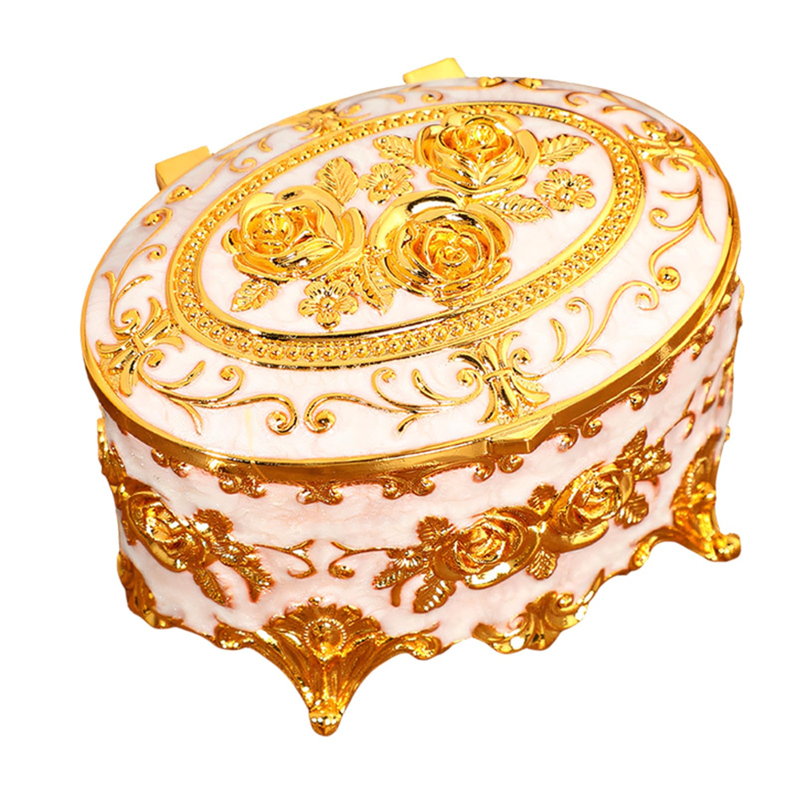 Ljhnba Rose Gold European Styles Enameled Jewelry Case Sturdy Alloy Construction Suitable For Travel Dense Jewelry Case